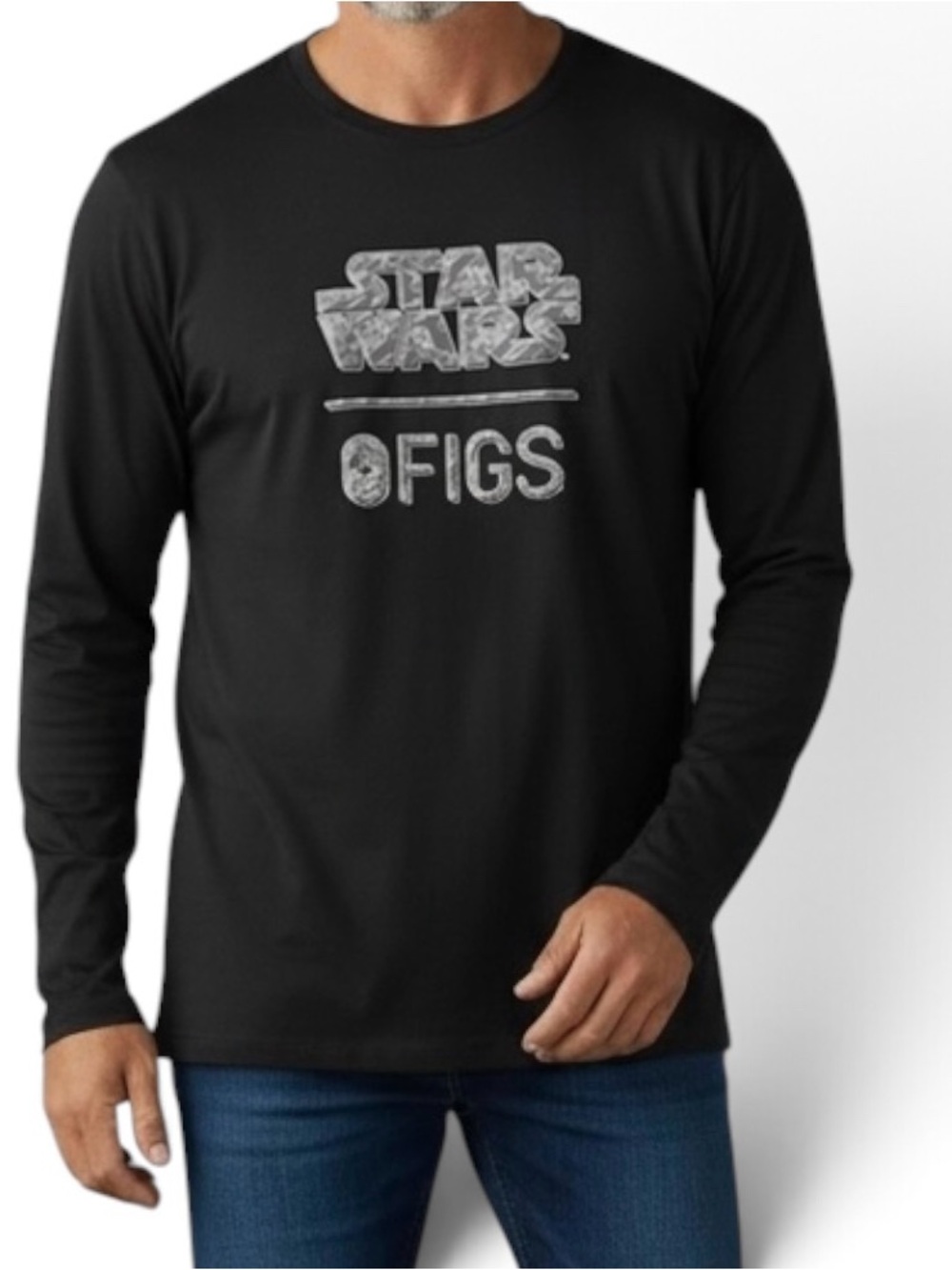 FIGS Star Wars Unisex Long Sleeve Scrub Top Black Cotton Jersey Size 2X